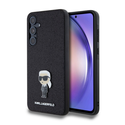 Karl Lagerfeld Fixed Glitter Metal Ikonik Zadní Kryt pro Samsung Galaxy A55 5G Black, KLHCSA55GKNPSK