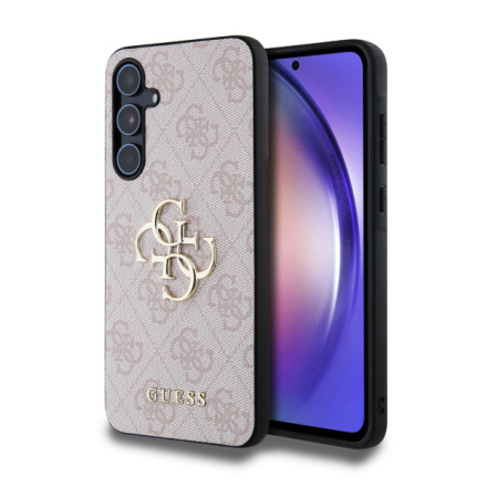 Guess PU 4G Metal Logo Zadní Kryt pro Samsung Galaxy A55 5G Pink, GUHCSA554GMGPI