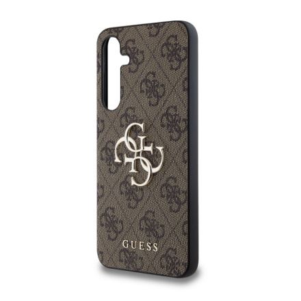 Guess PU 4G Metal Logo Zadní Kryt pro Samsung Galaxy A35 5G Brown, GUHCSA354GMGBR