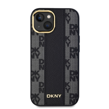 DKNY PU Leather Checkered Pattern Magsafe Zadní Kryt pro iPhone 15 Black, DKHMP15SPCPVSLK