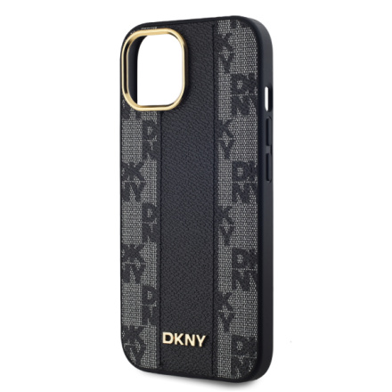 DKNY PU Leather Checkered Pattern Magsafe Zadní Kryt pro iPhone 15 Black, DKHMP15SPCPVSLK