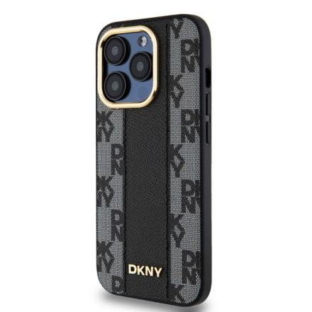 DKNY PU Leather Checkered Pattern Magsafe Zadní Kryt pro iPhone 15 Pro Max Black, DKHMP15XPCPVSLK