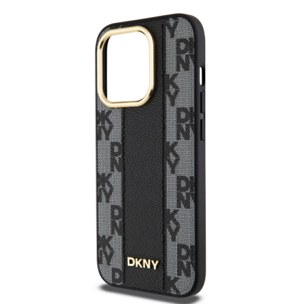 DKNY PU Leather Checkered Pattern Magsafe Zadní Kryt pro iPhone 15 Pro Max Black, DKHMP15XPCPVSLK