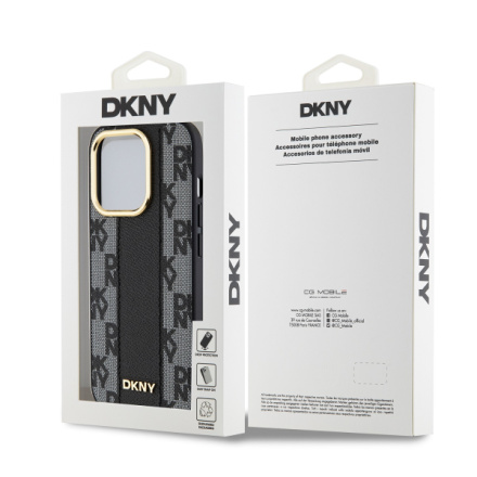 DKNY PU Leather Checkered Pattern Magsafe Zadní Kryt pro iPhone 15 Pro Max Black, DKHMP15XPCPVSLK