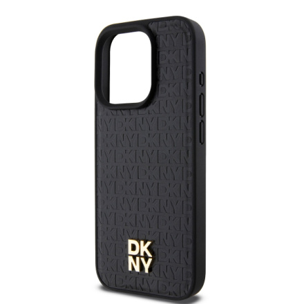 DKNY PU Leather Repeat Pattern Stack Logo Magsafe Zadní Kryt pro iPhone 12/12 Pro Black, DKHMP12MPSHRPSK