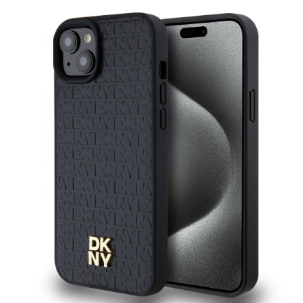DKNY PU Leather Repeat Pattern Stack Logo Magsafe Zadní Kryt pro iPhone 13 Black, DKHMP13MPSHRPSK
