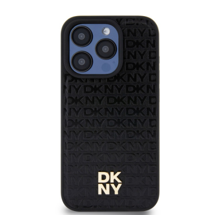 DKNY PU Leather Repeat Pattern Stack Logo Magsafe Zadní Kryt pro iPhone 14 Pro Max Black, DKHMP14XPSHRPSK