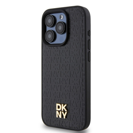 DKNY PU Leather Repeat Pattern Stack Logo Magsafe Zadní Kryt pro iPhone 14 Pro Max Black, DKHMP14XPSHRPSK