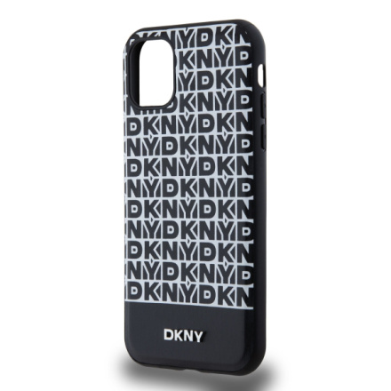 DKNY PU Leather Repeat Pattern Bottom Stripe MagSafe Zadní Kryt pro iPhone 11 Black, DKHMN61PSOSPK