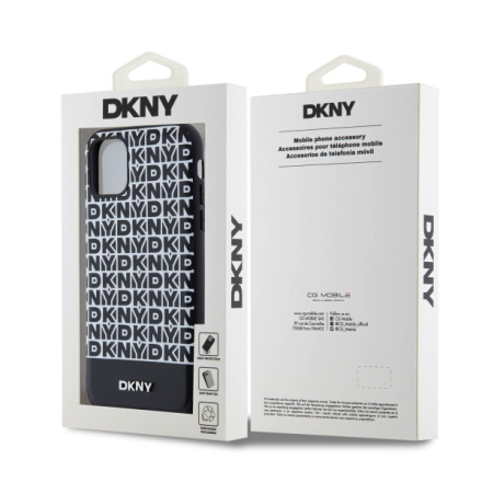 DKNY PU Leather Repeat Pattern Bottom Stripe MagSafe Zadní Kryt pro iPhone 11 Black, DKHMN61PSOSPK