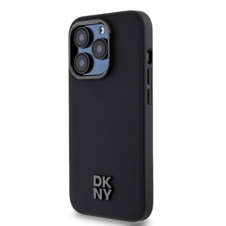 DKNY PU Leather Stack Logo Magsafe Zadní Kryt pro iPhone 14 Pro Max Black, DKHMP14XPSMCSLK