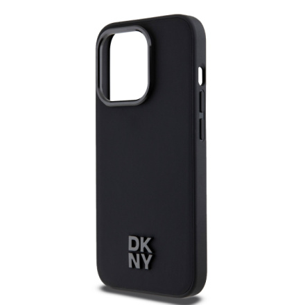 DKNY PU Leather Stack Logo Magsafe Zadní Kryt pro iPhone 15 Pro Black, DKHMP15LPSMCSLK