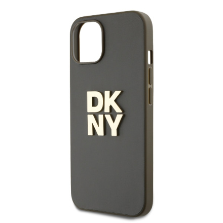 DKNY PU Leather Stack Logo Wrist Strap Zadní Kryt pro iPhone 15 Brown, DKHCP15SPBSWSA