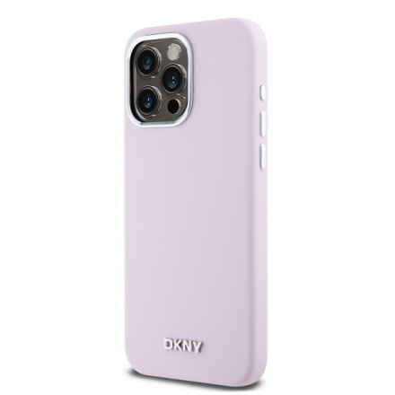 DKNY Liquid Silicone Silver Metal Logo Magsafe Zadní Kryt pro iPhone 15 Pro Max Pink, DKHMP15XSMCHLP