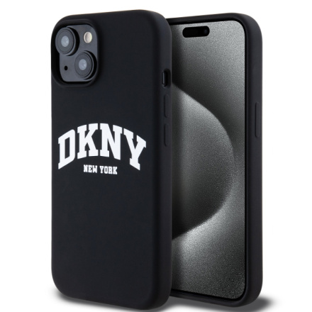 DKNY Liquid Silicone Arch Logo MagSafe Zadní Kryt pro iPhone 15 Black, DKHMP15SSNYACH