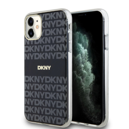 DKNY PC/TPU Repeat Pattern Tonal Stripe Magsafe Zadní Kryt pro iPhone 11 Black, DKHMN61HRHSEK
