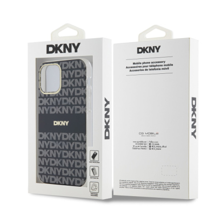 DKNY PC/TPU Repeat Pattern Tonal Stripe Magsafe Zadní Kryt pro iPhone 12/12 Pro Black, DKHMP12MHRHSEK