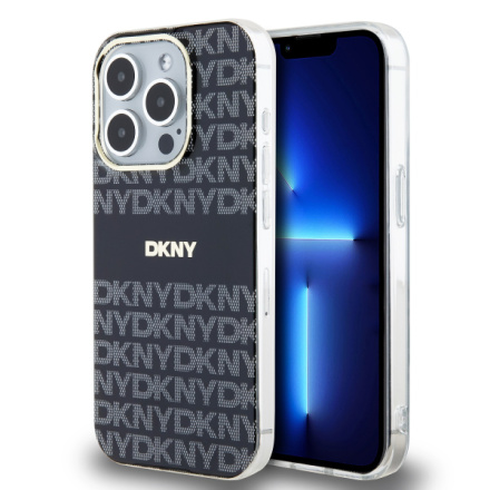 DKNY PC/TPU Repeat Pattern Tonal Stripe Magsafe Zadní Kryt pro iPhone 13 Pro Black, DKHMP13LHRHSEK