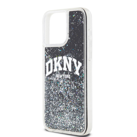 DKNY Liquid Glitter Arch Logo Zadní Kryt pro iPhone 12/12 Pro Black, DKHCP12MLBNAEK