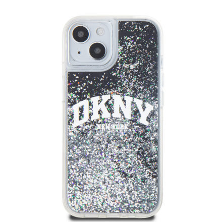 DKNY Liquid Glitter Arch Logo Zadní Kryt pro iPhone 14 Black, DKHCP14SLBNAEK