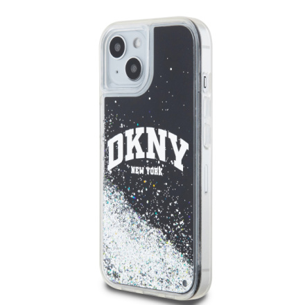 DKNY Liquid Glitter Arch Logo Zadní Kryt pro iPhone 14 Black, DKHCP14SLBNAEK