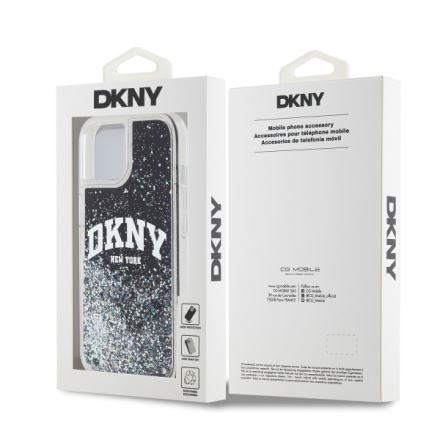 DKNY Liquid Glitter Arch Logo Zadní Kryt pro iPhone 14 Black, DKHCP14SLBNAEK