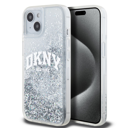 DKNY Liquid Glitter Arch Logo Zadní Kryt pro iPhone 14 Transparent, DKHCP14SLBNAET