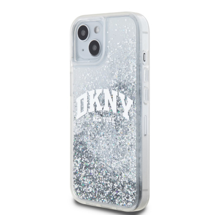 DKNY Liquid Glitter Arch Logo Zadní Kryt pro iPhone 14 Transparent, DKHCP14SLBNAET