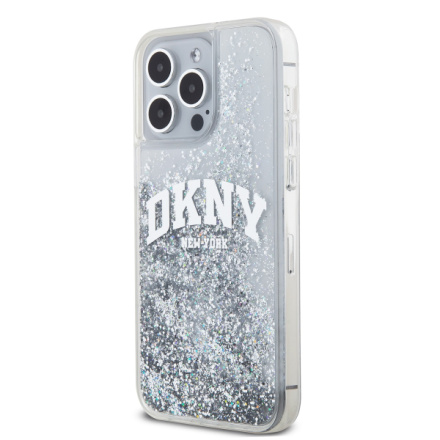 DKNY Liquid Glitter Arch Logo Zadní Kryt pro iPhone 15 Pro Max Transparent, DKHCP15XLBNAET