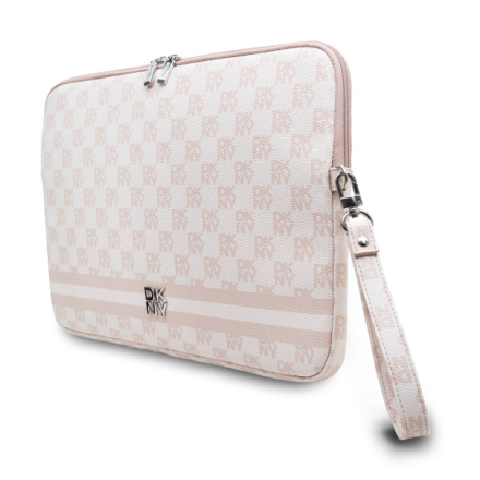 DKNY PU Leather Checkered Pattern and Stripe Obal na Notebook 13/14" Pink, DKCS14PVSHLP