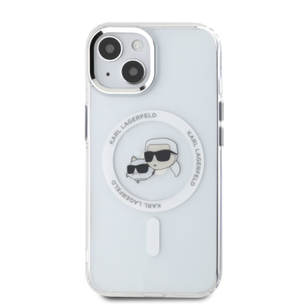 Karl Lagerfeld IML K&CH Heads Metal Frame MagSafe Zadní Kryt pro iPhone 14 Transparent, KLHMP14SHLSKCH