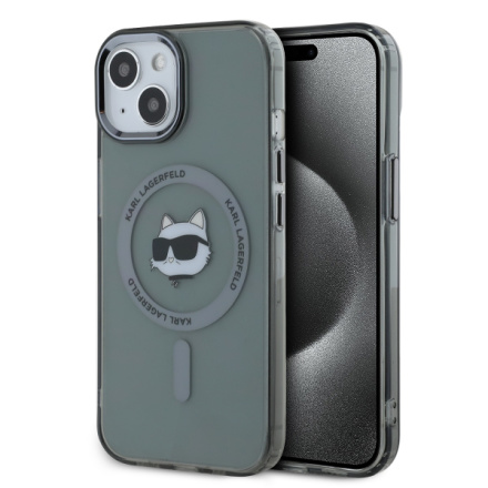 Karl Lagerfeld IML Choupette Head Metal Frame MagSafe Zadní Kryt pro iPhone 15 Black, KLHMP15SHLSCHK