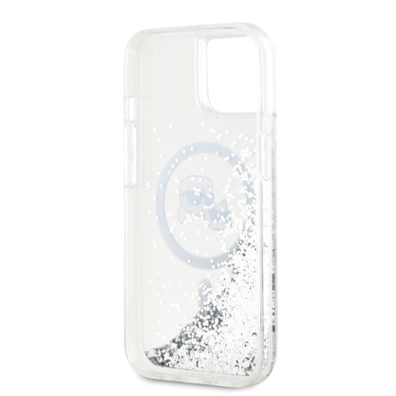 Karl Lagerfeld Liquid Glitter Karl and Choupette Heads MagSafe Zadní Kryt pro iPhone 15 Transparent, KLHMP15SLGKCSGH