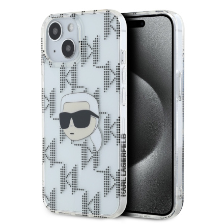 Karl Lagerfeld IML Electroplated Karl Head Zadní Kryt pro iPhone 15 Transparent, KLHCP15SHKLPKHT