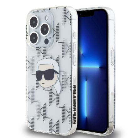 Karl Lagerfeld IML Electroplated Karl Head Zadní Kryt pro iPhone 15 Pro Max Transparent, KLHCP15XHKLPKHT