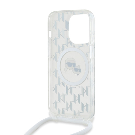 Karl Lagerfeld IML Monogram Crossbody K&CH Heads MagSafe Zadní Kryt pro iPhone 13 Pro Max Transparent, KLHMP13XHCKCKLCT