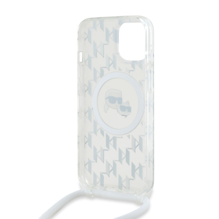 Karl Lagerfeld IML Monogram Crossbody K&CH Heads MagSafe Zadní Kryt pro iPhone 14 Transparent, KLHMP14SHCKCKLCT