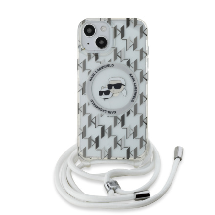 Karl Lagerfeld IML Monogram Crossbody K&CH Heads MagSafe Zadní Kryt pro iPhone 15 Transparent, KLHMP15SHCKCKLCT