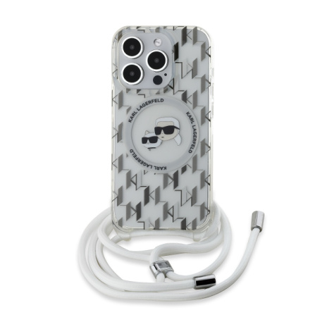 Karl Lagerfeld IML Monogram Crossbody K&CH Heads MagSafe Zadní Kryt pro iPhone 15 Pro Max Transparent, KLHMP15XHCKCKLCT