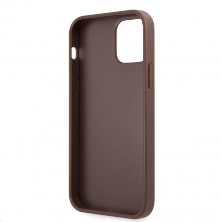 Guess PU 4G Metal Logo Zadní Kryt pro iPhone 12/12 Pro Brown, GUHCP12M4GMGBR