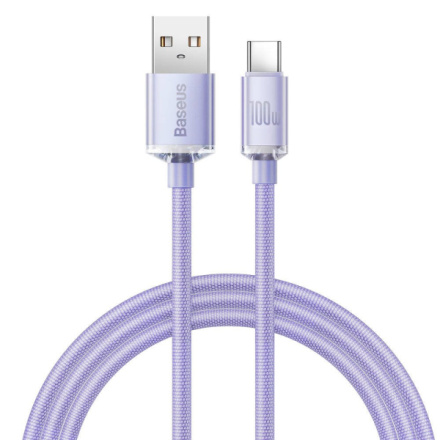 Baseus  Crystal Shine Series Datový Kabel USB - USB-C 100W 1,2m Purple, CAJY000405