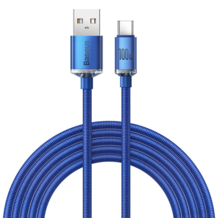 Baseus  Crystal Shine Series Datový Kabel USB - USB-C 100W 2m Blue, CAJY000503