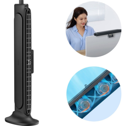 Baseus  Refreshing Monitor Clip-On & Stand-Up Desk Fan Black, ACQS000001