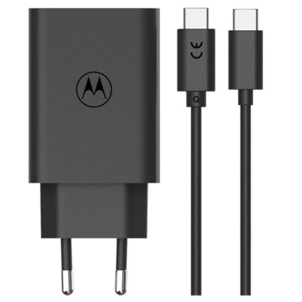 Motorola TurboPower Cestovní Nabíječka 50W Duo USB-C + USB-A vč. USB-C/USB-C kabelu Black, MOTOCHAR50W