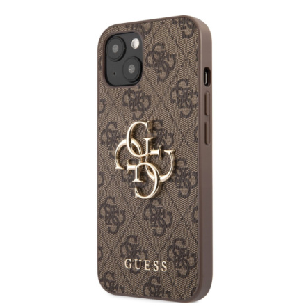 Guess PU 4G Metal Logo Zadní Kryt pro iPhone 13 Brown, GUHCP13M4GMGBR