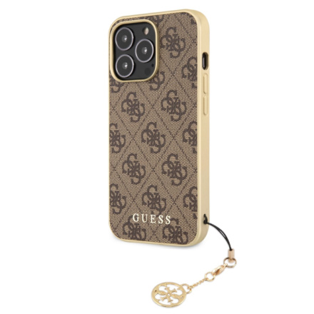 Guess 4G Charm Zadní Kryt pro iPhone 13 Pro Max Brown, GUHCP13XGF4GBR