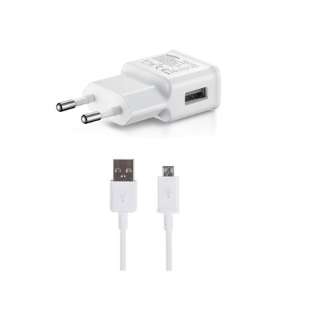 EP-TA200EWE + ECB-DU4EWE Samsung 15W Cestovní nabíječka + microUSB Datový Kabel White (OOB Bulk), 57983113735