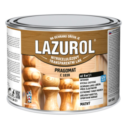Lazurol Pragomat C1038 nitrocelulózový lak na dřevo 375 ml