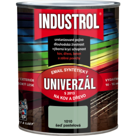 Industrol S2013 univerzál lesk vrchní barva na kov a dřevo, 1010 šeď pastelová, 600 ml