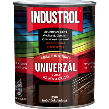 Industrol S2013 univerzál lesk vrchní barva na kov a dřevo, 2430 čokoládově hnědá, 600 ml